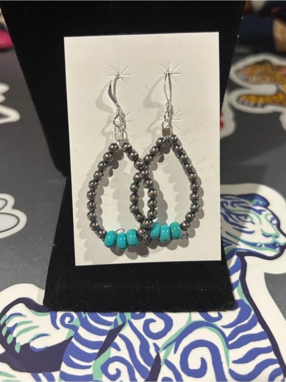 Navajo Pearls Sterling Silver & Turquoise Earrings